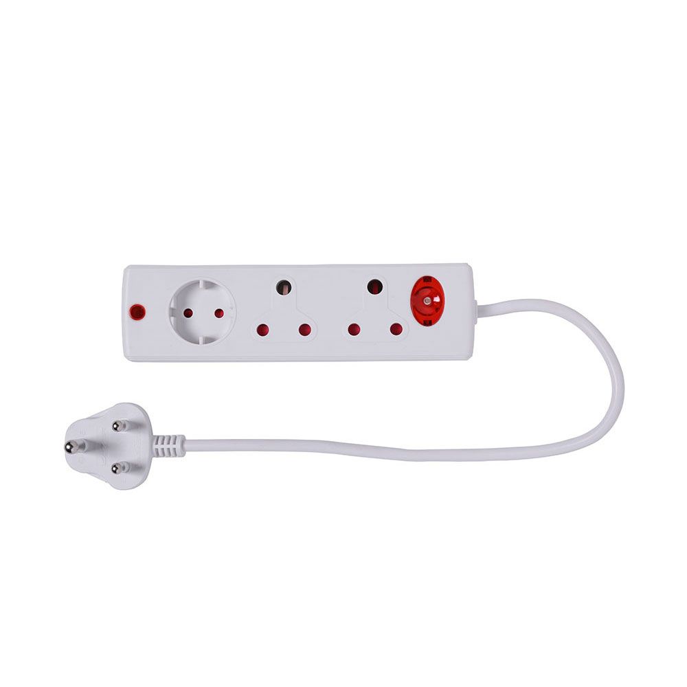 Multiplug 3Way + Overload And 0.5M Cord