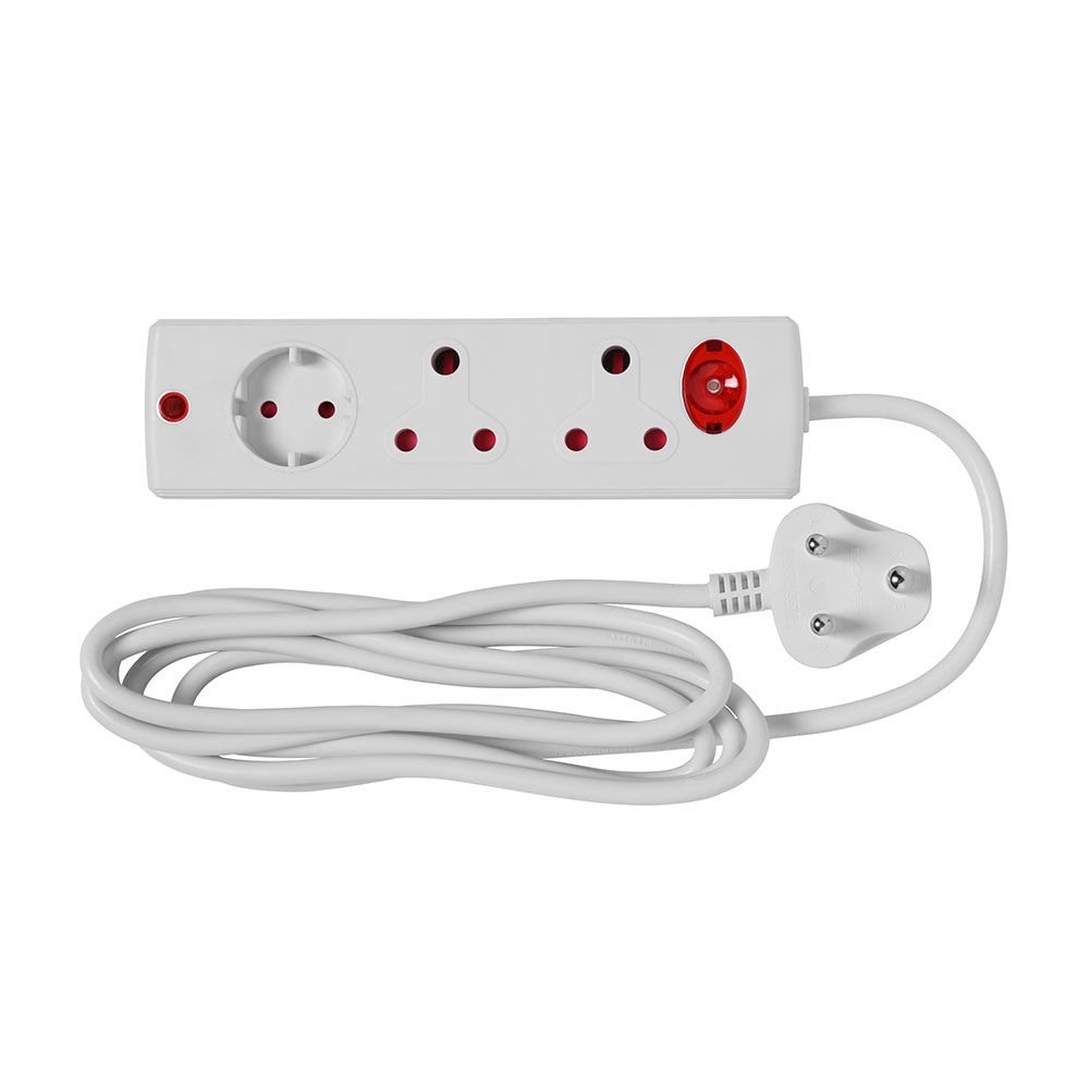 Multiplug 3Way + Overload And 3M Cord