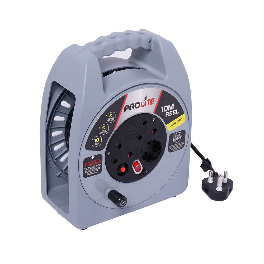 EXT Reel Plastic 10M 10A + Overload And 1 Switch