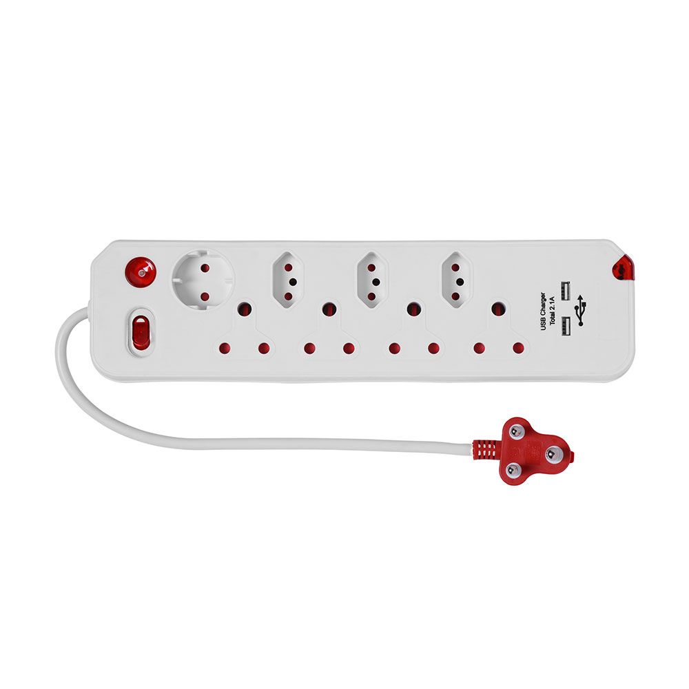 Multiplug 8 Way Surge, Single Switch, 2.1 AMP USB