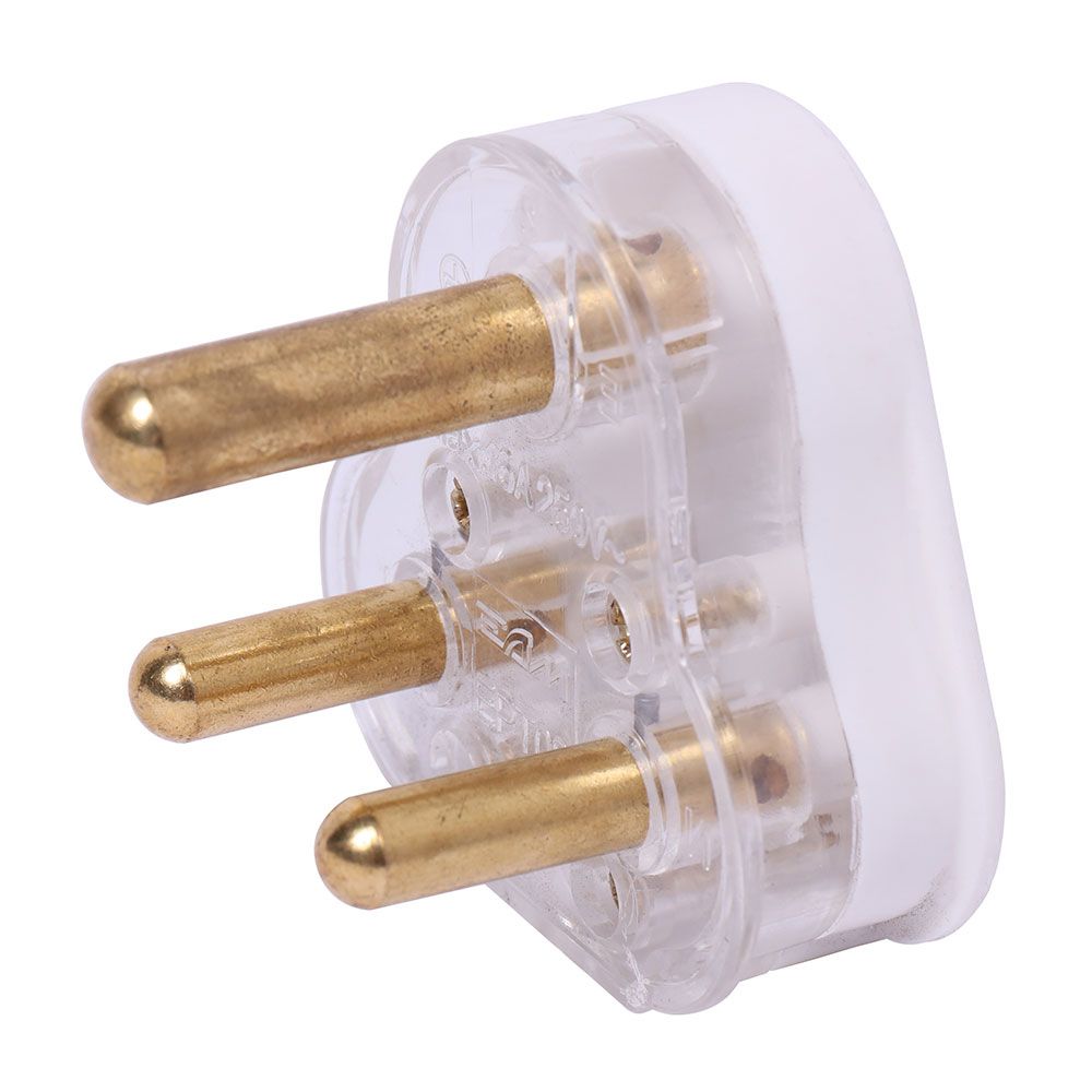 Plug Top 16A White Solid Brass Pin