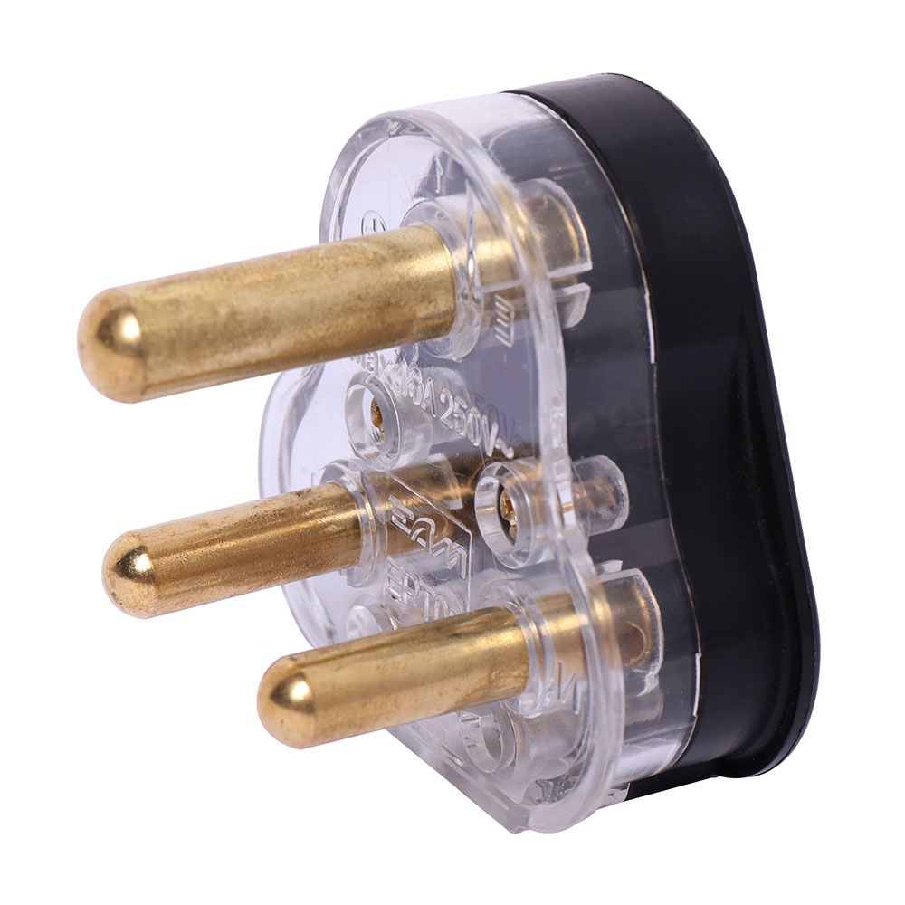 Plug Top 16A Black Solid Brass Pin